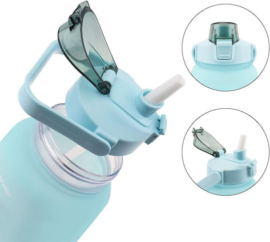 Sticlă Pentru Copii Cu Pai Turcoaz 1500ml