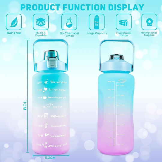 Sticlă Pentru Copii Cu Pai Turcoaz 1500ml