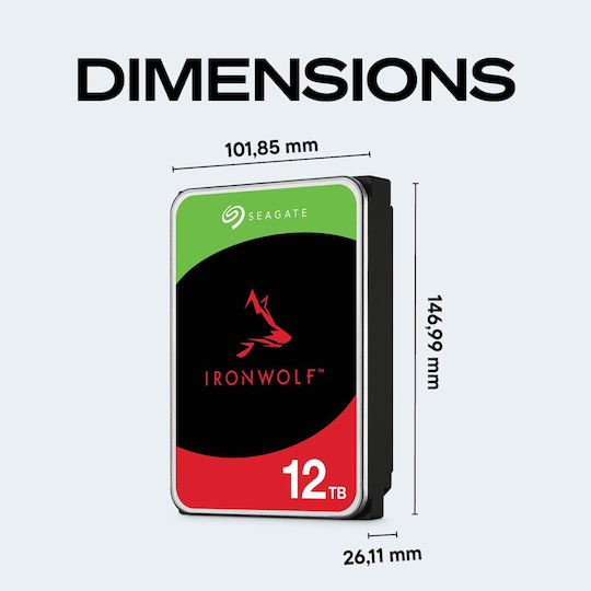 Seagate IronWolf 12TB HDD Hard Drive 3.5" SATA III 7200rpm with 256MB Cache for NAS ST12000VNZ008