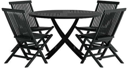 Garten- und Outdoor-Möbelsets Wohnzimmer Typsatz 5 Stück Schwarz mit Kissen Garten- und Outdoor-Möbelsets Wohnzimmer Typsatz 5 Stück Schwarz mit Kissen