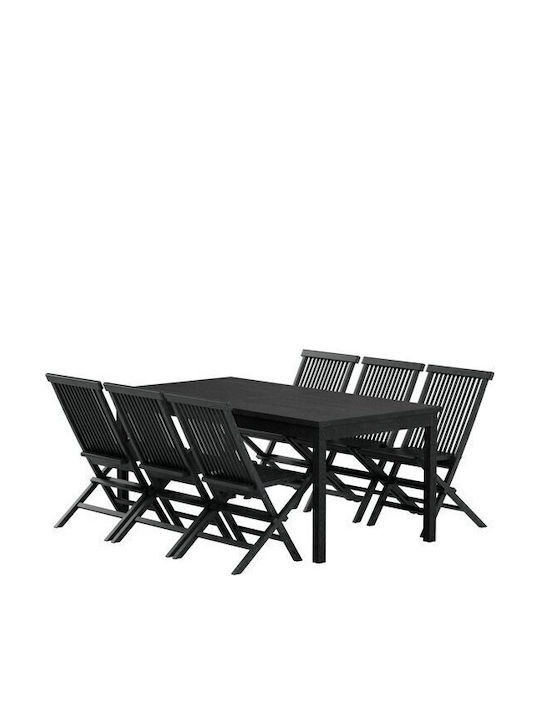 Garten- und Outdoor-Möbelsets Typsatz Speisesaal 7 Stück Schwarz