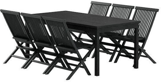 Garten- und Outdoor-Möbelsets Typsatz Speisesaal 7 Stück Schwarz Garten- und Outdoor-Möbelsets Typsatz Speisesaal 7 Stück Schwarz