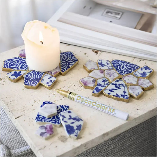 Creative Craft Kit Kintsugi Coaster Blue Gold Light Red White 1 Pack