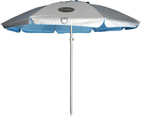 Campo Capri 220 Folding Beach Umbrella Aluminum Diameter 2m with Air Vent Sky Blue