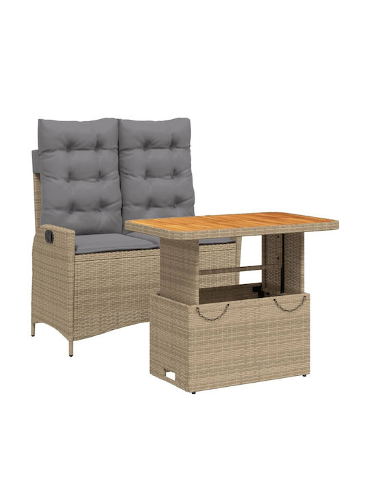 Garden & Outdoor Furniture Set Dining Room 2 Pieces Beige with Pillows