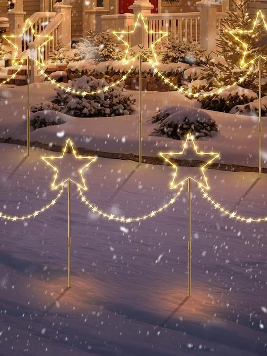 Stele Decorative De Crăciun Impermeabile Cu Lumină LED Din Plastic 30x30cm 4 Bucăți