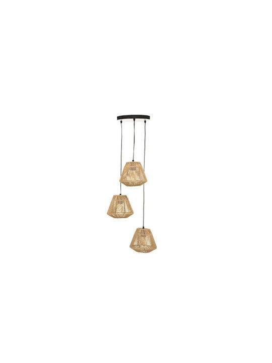 Hängelampe Beige Raster mit Fassung E27 25x25x95cm.