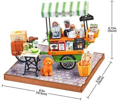 Robotime Dg182 Rolife Aromatic Coffee Cart