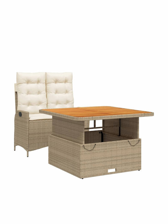 Garden & Outdoor Furniture Set Dining Room 2 Pieces Beige with Pillows
