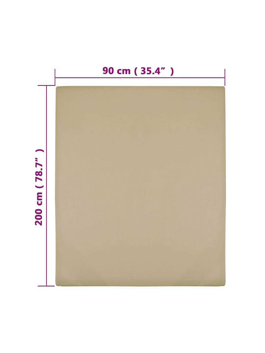 vidaXL Sheet Set with 1 Pillowcase for Single Bed with Elastic 90x200cm. Taupe 2pcs