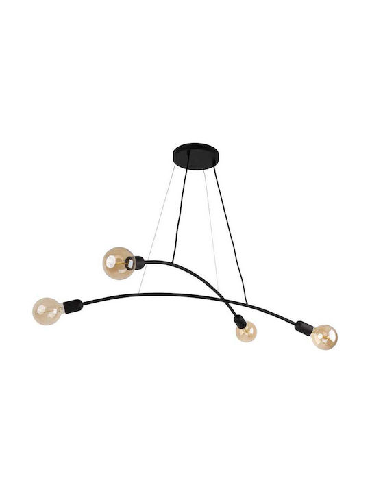 TK Lighting Helix Pendant Light Black for 4 Bulbs E27 90x125cm