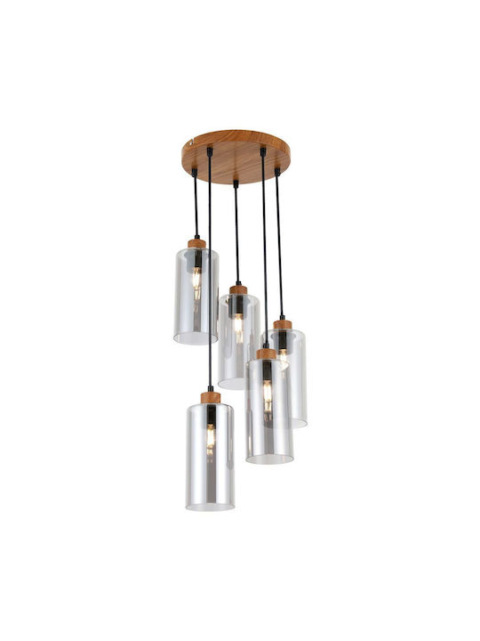 Vivalux Amira Pendant Light Black for 5 Bulbs E27 25x150cm