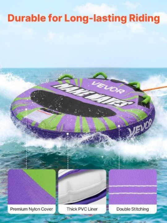 Vevor Towable Tubes Boating 2-rider Inflatable Boat Tubes Towables 154kg Capacity Water Sport Tube Boat To Pull Anti-slip Pad Full Nylon Cover Padded Handles & Safety Valve