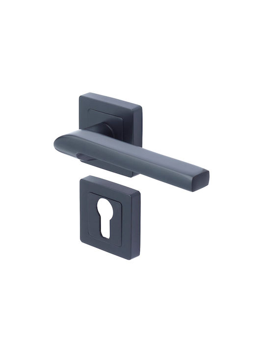 Yale Middle Door Lever With Black Rosette