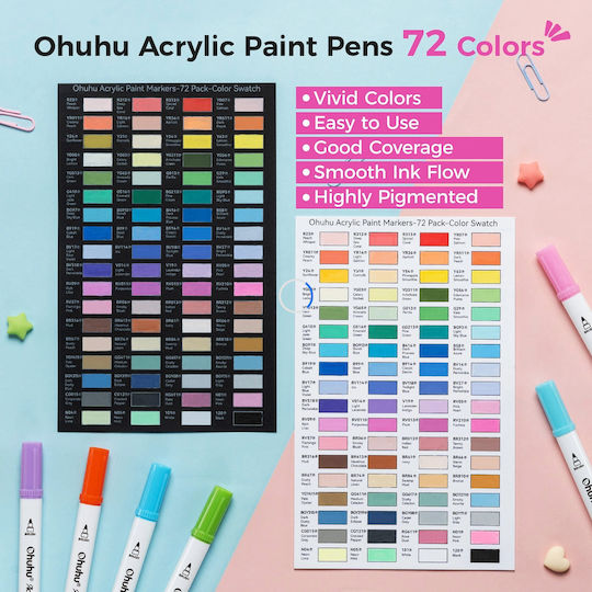 Ohuhu Akaka Fein & Punkt 72 Acryl Marker pro Packung Grundfarben