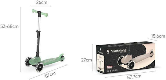Q Play Kids Foldable Sparkling 3-Wheel Scooter with LED Lighting for 3+ Years Green