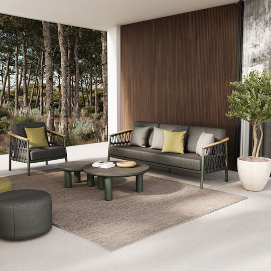 Set Living Room 5pcs Stream Hm6426.07 Green Aluminium-Anthracite Rope-Olefin