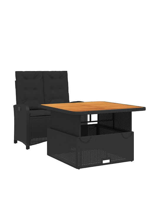 Garden & Outdoor Furniture Sets Dining Room Set 2 Pieces Black with Pillows