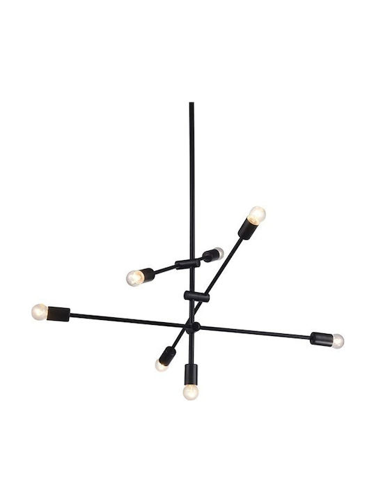 Aca Luther Pendant Light Black for 7 Bulbs E27 84x110x130cm