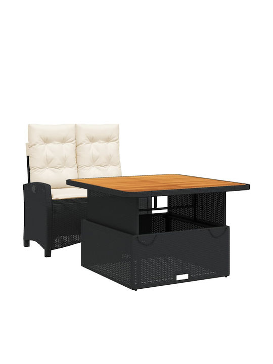 Garden & Outdoor Furniture Sets Dining Room Set 2 Pieces Black with Pillows