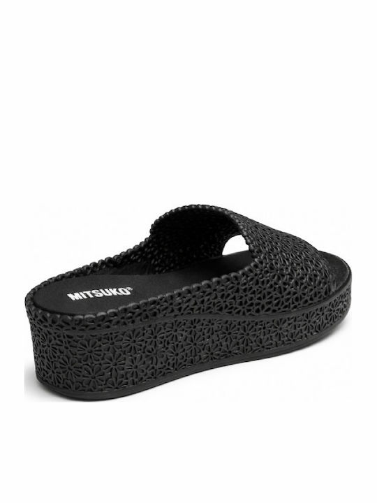 SA63920W Women's Platform Flip Flops Black