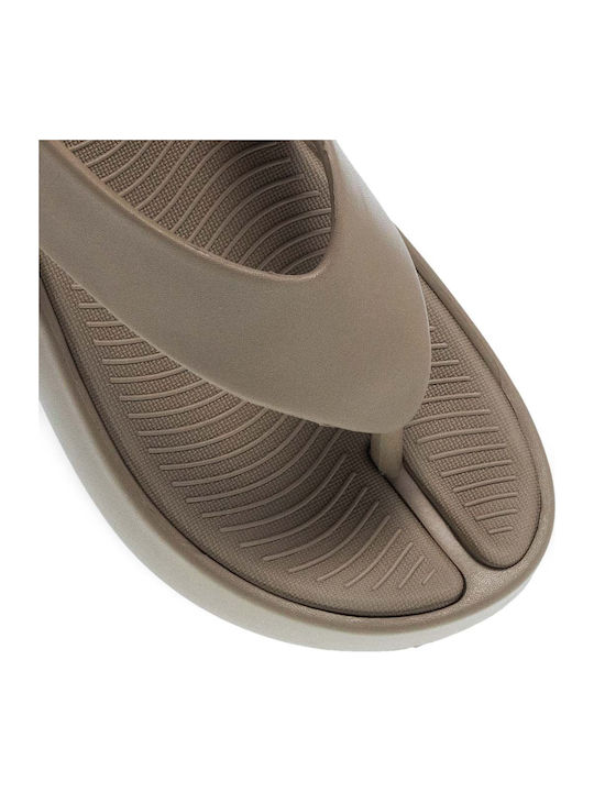 Luofo Flip-Flops with Platform in Tabac Brown Colour