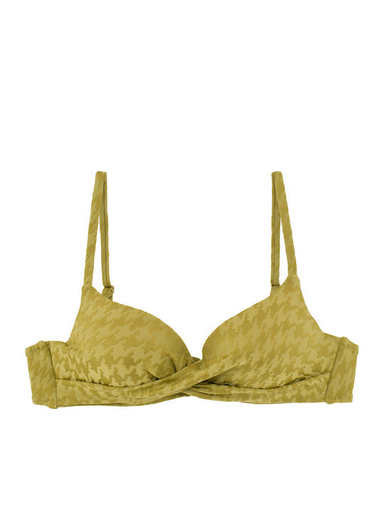 Γυναικείο Μαγιό Bikini Push-up Μπανέλα Pied-de-poule Πράσινο