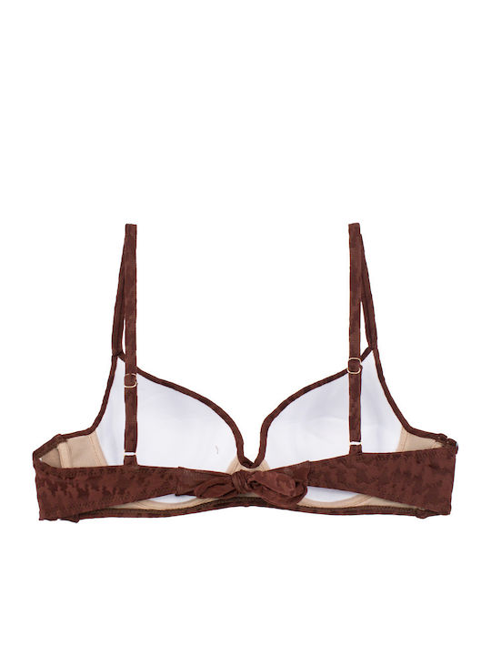 Γυναικείο Μαγιό Bikini Push-up Μπανέλα Pied-de-poule Καφέ
