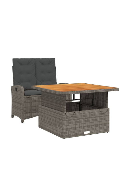 Garden & Outdoor Furniture Set 2 Pieces Gray with Pillows