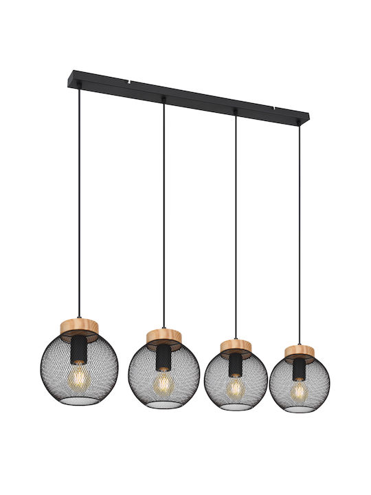 Globo Lighting Pablo Pendant Light Black Rail for 4 Bulbs E27 95x20x120cm