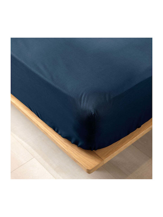 Douceur d'Intérieur Biolina Σεντόνι King Size με Λάστιχο 180x200εκ. Dark Blue