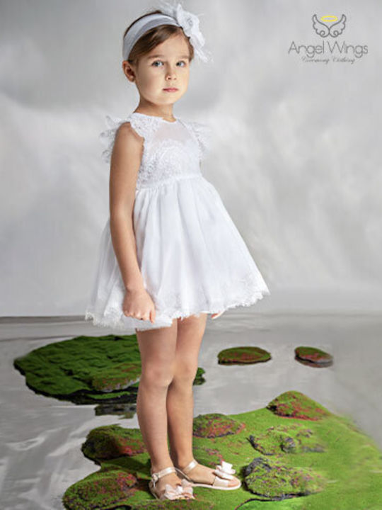 Angel Wings White Baptism Dress