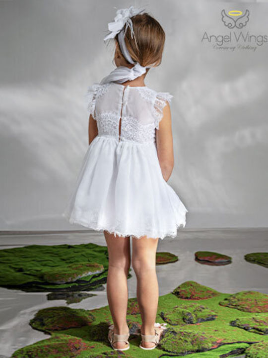 Angel Wings White Baptism Dress