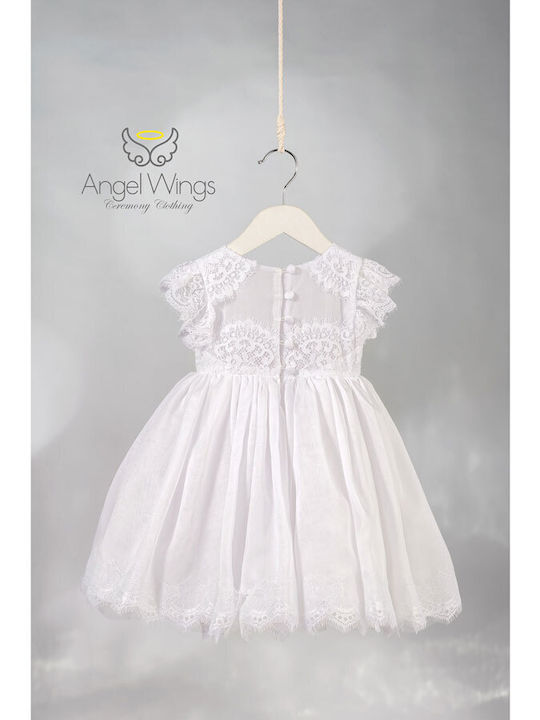 Angel Wings White Baptism Dress