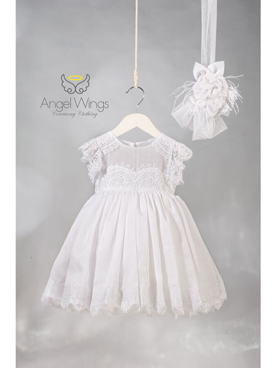 Angel Wings White Baptism Dress