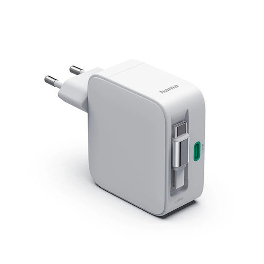 HAMA GaN Wireless Charger with USB-C Port 65W Power Delivery / Quick Charge 3.0 White