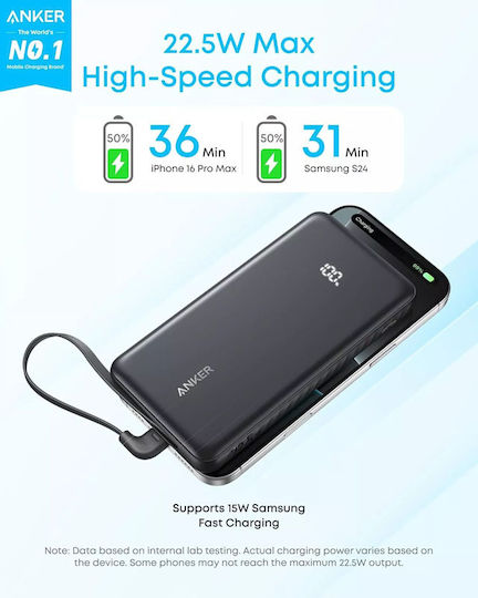 Anker Zolo Power Bank 10000mAh 22.5W με Θύρα USB-A και Θύρα USB-C Λευκό