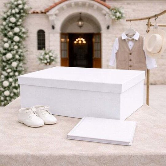 Linen Baptism Box 61x41x17 White