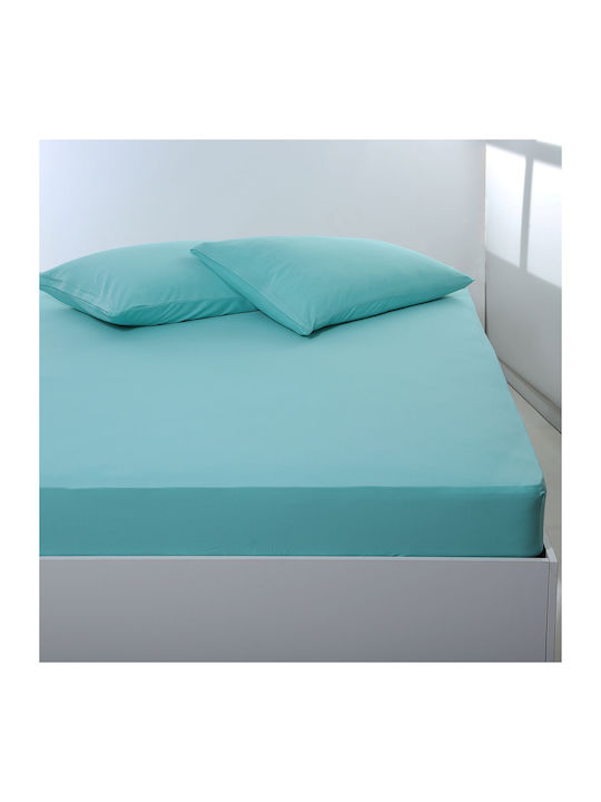 Silk Fashion Sheet for Single Bed with Elastic 100x200+35cm. Sea Green