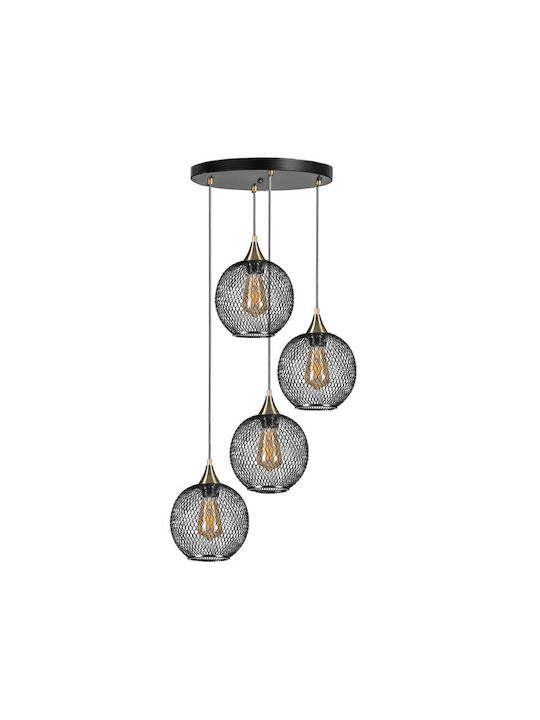 Megapap Rita Pendant Light Black for 4 Bulbs E27 35x35x70cm