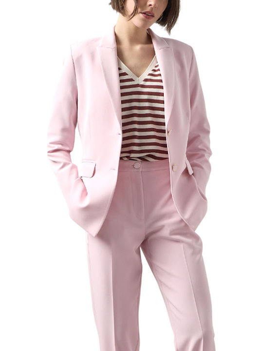 Passager Women's Crepe Waisted Blazer Pink