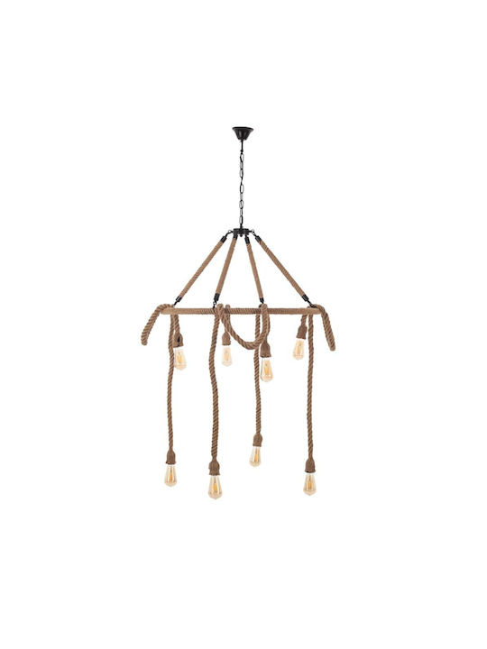 Artekko Pendant Light Black with Rope for 4 Bulbs E27 80x80x120cm