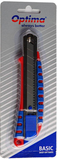 Cuttere Optima Cutter Optima Basic 18mm Sk7 Blade Metal Rail Abs Rubber Grip