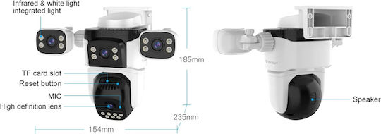 Vstarcam CS621FR IP Quad Überwachungskamera Wi-Fi Full HD 1080p Wasserfest mit Zwei-Wege-Kommunikation und Objektivgröße 4mm