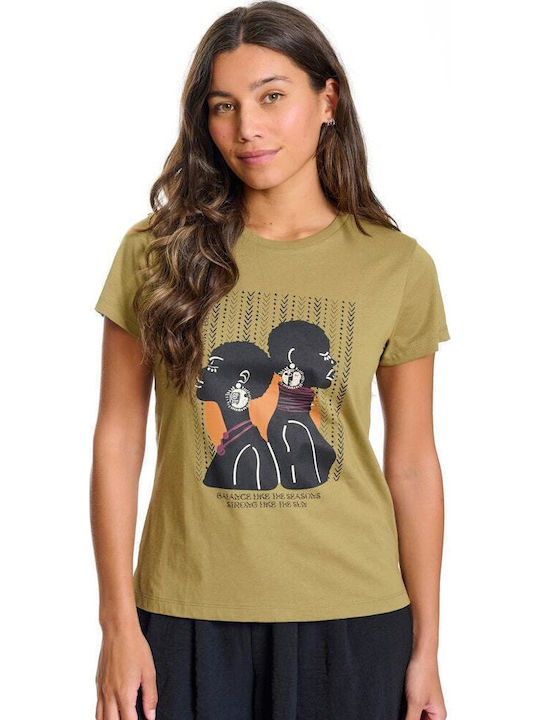 Funky Buddha Damen T-Shirt Grün