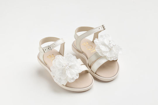 Ever Kid Pantofi De Botez Din Piele Sandale Off White