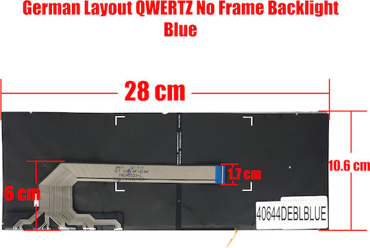 German Laptop Keyboard For Asus Zenbook Flip S UX370 UX370UA Q325 Q325UA 90NB0EN1-R30080 90NB0EN2-R30081 90NB0GZ5-R31US0 DE Without Frame Backlit Dark Blue Code 40644deblblue