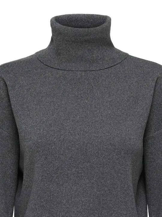 Life Pulover Damă Mânecă Lungă Cu Guler Înalt Gri Mediu Melanj