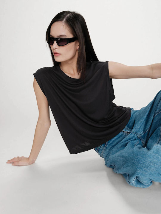 Γυναικείο Crop T-shirt Μαύρο