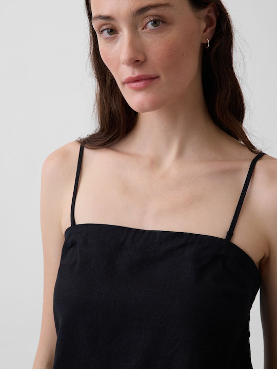 Women's Summer Sleeveless Linen Blouse Black